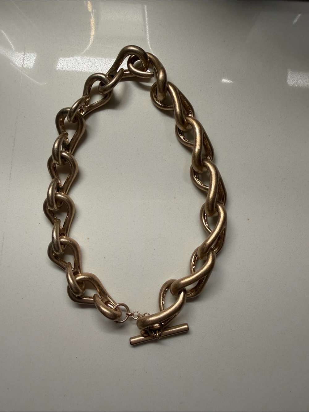 Chunky Gold-Tone Link Necklace with Toggle Clasp